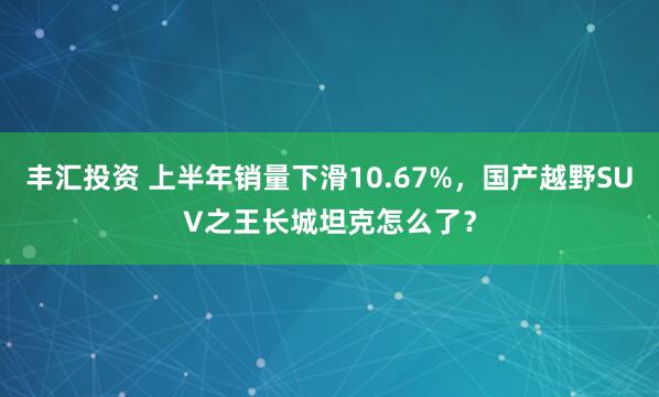 丰汇投资 上半年销量下滑10.67%，国产越野SUV之王长城坦克怎么了？
