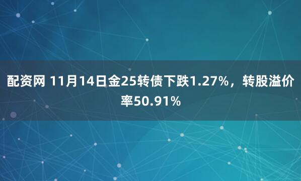配资网 11月14日金25转债下跌1.27%,转股溢价率50.91%