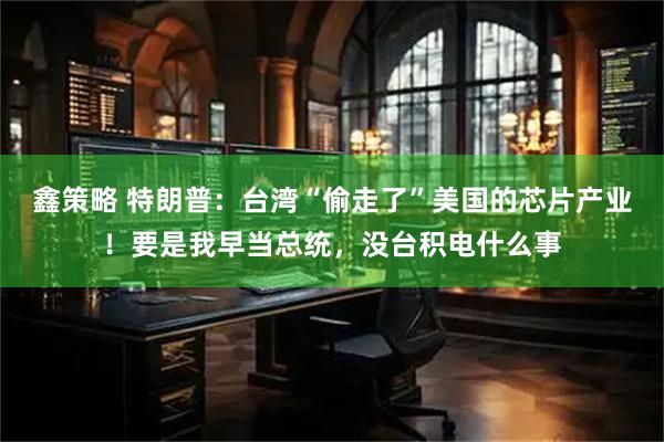 鑫策略 特朗普：台湾“偷走了”美国的芯片产业！要是我早当总统，没台积电什么事
